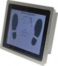 Preview: The image displays a touch-sensitive screen with a metallic frame. It shows two footprints and a hand symbol. Below are three text-based options.