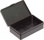 Preview: Das Bild zeigt eine schwarze, rechteckige Box mit einem Deckel, der geöffnet ist. Die Innenflächen sind glatt, und es gibt keine Sichtbaren Fächer oder Trennungen. Die Box ist stabil und schlicht.