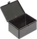 Preview: Das Bild zeigt eine schwarze, rechteckige Box mit einem aufklappbaren Deckel. Die Box hat glatte Oberflächen und ist leer, mit einem Innenraum, der viel Platz bietet.