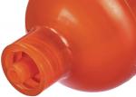 Preview: The image shows an orange, round container with a straight neck. The neck is hollow and has an opening that tapers towards the end. The surface is smooth and shiny.