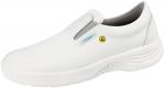 Preview: The image shows a white, slim shoe without laces. It has elastic inserts and a wide, non-slip sole that is slightly curved. The shoe appears sporty and comfortable.