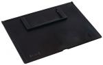 Preview: The image shows a black, flat plastic plate with a handle on the top. It appears sturdy and has rounded corners. The surface is smooth and matte.