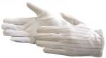 Preview: Das Bild zeigt ein Paar weißer Handschuhe mit feinen, vertikalen Streifen. Die Handschuhe sind leicht gefaltet, wobei eine Hand offen ist, als ob sie ausgebreitet wäre.