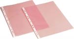 Preview: The image shows two transparent, pink document sleeves. They are rectangular with a wide margin on the left side, which has holes for a binder.