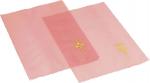 Preview: The image displays three ultra-thin, transparent pink sheets. Each sheet has a smooth texture, and one is adorned in the center with a golden symbol or inscription.