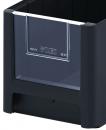 Preview: The image shows a black plastic container with a transparent viewing window on the front. It has a rectangular shape and a sturdy base.