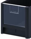 Preview: The image shows a black plastic storage container. It has an open top, a smooth, matte finish, and a transparent front panel. Ideal for organization and storage.
