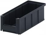 Preview: The image shows a rectangular, black plastic storage box. It has smooth sides and an open top, ideal for storing items. The box appears sturdy and functional.