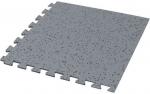 Preview: The image shows a square, gray floor tile with small black speckles. The edges are dimpled to facilitate easy installation.