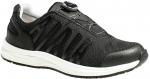 Preview: Der Schuh ist ein sportlicher, schwarzer Sneaker mit einem strukturierten Obermaterial und einer weißen Sohle. Er hat eine einfache Schnürung mit einem praktischen Schnellverschluss.