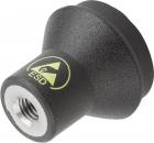 Preview: The image shows a black, conical object with a curved top end and a thread on the bottom. It features a yellow ESD symbol.