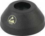 Preview: The image shows a cone-shaped, black ESD flooring with an opening in the middle. On the surface, there is a yellow logo with the imprint 