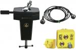 Preview: In the picture, various ESD protection devices are visible: a black grounding clip with screw attachment, a cable, and a yellow grounding device with connectors.