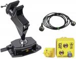 Preview: The image shows three items: a black mount with a ball joint, a cable with two nickel-plated eyelets, and a yellow grounding device with two connections.