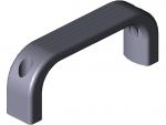 Preview: The image shows a gray, curved handle with a non-slip surface. It has vertical hangers at both ends and a lateral recess.