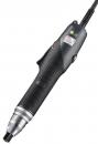 Preview: The image shows a black electric hand tool with a round, metallic shiny head. It has a handle and a cord. There are several buttons and a small light on the body.