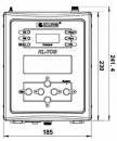 Preview: The image displays a technical device with a screen and several buttons. It has a rectangular casing and dimensions given in millimeters: 185 mm wide, 241.4 mm tall, and 230 mm deep.