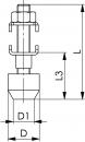 Preview: The image shows a technical drawing of a fastener. It includes dimensions such as D, D1, L, L3, as well as various geometric shapes and screw elements.