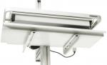 Preview: The image shows a white storage solution with a roller on top for dispensing foil and a shelf below. The structure is designed in a minimalist and functional style.