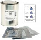 Preview: Das Bild zeigt eine silberne Dose mit dem Label ?EPX-Humidity Indicator? und mehreren durchsichtigen Beuteln. Neben der Dose befindet sich eine Übersicht über den Feuchtigkeitsanzeiger mit farbigen Kreisen.