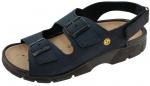 Preview: Das Bild zeigt eine sandalenartige Schuhvariante in dunkelblau. Er hat zwei verstellbare Riemen mit Schnallen und einen gepolsterten Fußbett. Die Sohle ist robust und leicht erhöht.