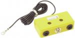 Preview: The image shows a yellow, rectangular device with two round openings on the front. It is attached to a long, black cable that leads to a clamp.