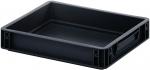 Preview: The image shows a flat, black plastic tray. It has straight sides, a smooth interior surface, and a handle on each of the shorter sides. Ideal for storage and transport.