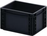 Preview: The image shows a rectangular, black plastic box with sturdy walls and an open top. It is versatile, lightweight, and practical for storage.