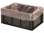 Preview: The image shows a black plastic box with a raised, transparent plastic film. The film is pink and wraps around the top edge of the box.