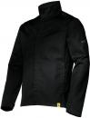 Preview: The image shows a black jacket with a stand-up collar and long sleeves. It features a simple, modern shape and a small side pocket. The fabric appears durable and high-quality.