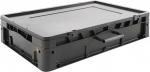 Preview: The image shows a rectangular, black plastic box with a flat top. There is a handle on the side. The box has a sturdy, stable construction and is slightly raised.