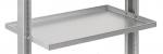 Preview: The image displays a single, flat metal shelf. It features a smooth, silver hue and is attached to two vertical rods. The edges are slightly raised.