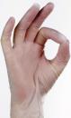 Preview: A hand wearing a transparent, soft rubber glove. The thumb and index finger form an 