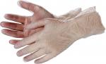 Preview: The image shows two hands covered with transparent disposable gloves. The gloves are made of thin material and appear light and flexible.