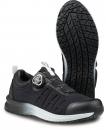 Preview: The image shows a black sports shoe with an elastic, breathable upper. The sole has a deep pattern for good grip. There is a special closure mechanism on the side.