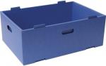 Preview: The box is rectangular and made of solid, blue material. It has two side handle openings to facilitate carrying, and an open top. It appears sturdy and spacious.