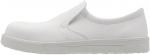 Preview: The shoe is a white slipper with a flat sole and an elastic insert across the instep. It has no lacing and appears simple and comfortable.