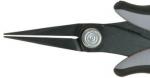 Preview: The image shows scissors with long, pointed blades and an ergonomic handle. The handle is black with gray accents. The blades are slim and precise.