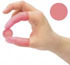 Preview: The image shows a hand holding a small, round, pink object. The finger is also covered with a pink, protective layer. To the right, a similar round object is depicted.