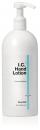 Preview: The image shows a bottle of hand lotion. The bottle is tall and cylindrical, made of white plastic. It features a pump dispenser on top, and the label includes the text 