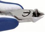 Preview: The image shows a simplified nail or wire cutter with metallic cutting surfaces and ergonomic, blue handles. The cutter is open and ready for cutting.
