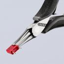 Preview: The image shows a pair of pliers with a non-slip grip. On the slender, long jaws of the pliers, there is a red, rectangular object. The background is light and solid.