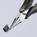 Preview: Das Bild zeigt eine Zange, die einen kleinen schwarzen Mikrochip festhält. Die Griffe der Zange sind ergonomisch gestaltet und haben eine gummierte Oberfläche für besseren Halt.