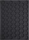 Preview: The image displays a black silicone baking tray with 42 round indentations, evenly arranged in a grid. Ideal for baking muffins or snacks.