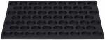 Preview: The picture shows a black baking tray with 48 round indentations. It has a flat, rectangular shape and is made of a smooth material. Ideal for baking muffins or similar items.