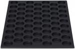 Preview: The image shows a black baking tray with 48 round indentations. The indentations are evenly arranged and have a smooth edge, ideal for muffins or small baked goods.