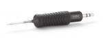 Preview: The image shows a tool with a black, ribbed handle and a long, pointed, metallic tip. At the end, there is a thin plug. It is a soldering iron.