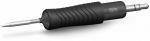 Preview: The image shows a fine soldering iron tip with a round, rubberized handle. The handle has vertical grooves for a better grip. The tip is metallic and narrow.