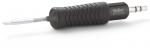 Preview: The image shows a screwdriver with a black, ribbed handle and a long, thin blade. The blade is sharpened in the middle and has a pointed tip.