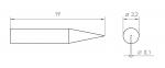 Preview: The image displays a technical drawing of a pen. It is 19 mm long and has a tapered shape. On the right, two diameters are indicated: 3.2 mm and 0.1 mm.